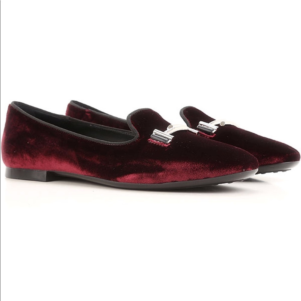 Wine velvet loafer flats
